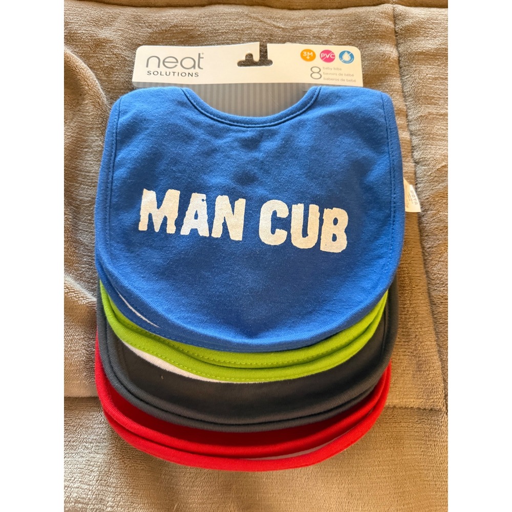 Neat Solutions 8 Pack Baby Bibs Man Cub Mammas Boy Rookie Heart Breaker 3M+